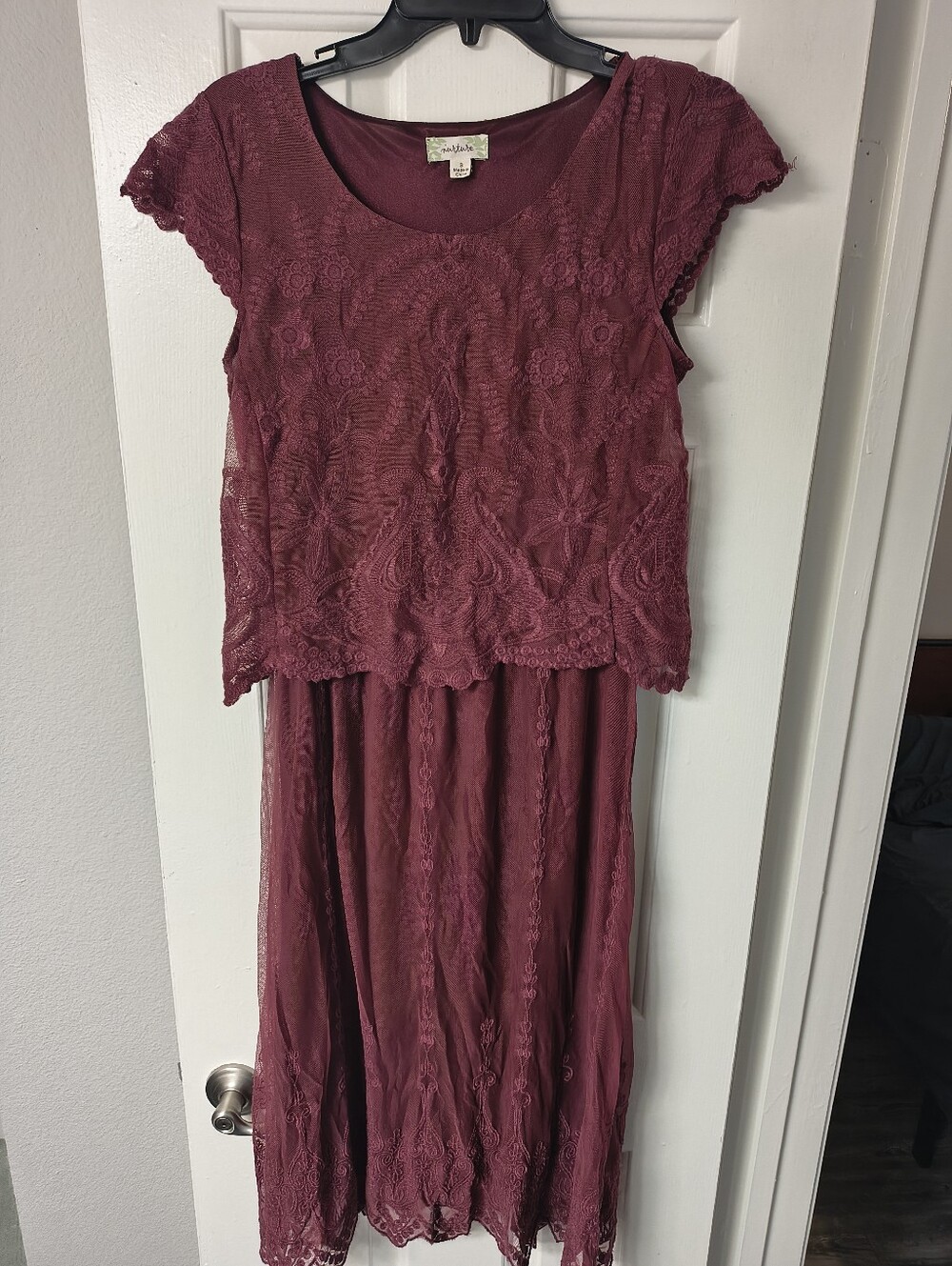 Nurture Burgundy Lace Midi Dress Size S